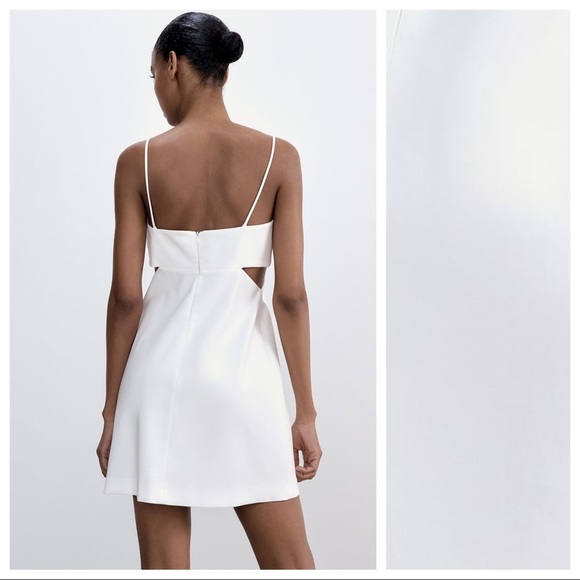 NWT. Zara White Cut-Out Mini Dress. Size M. - Picture 4 of 6